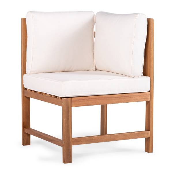 Diningeckelement Bayton Akazie massiv / Polyester - Braun / Beige