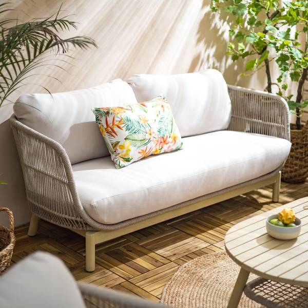 Loungeset Lysandra 4-teilig Akazie massiv / Polyester - Braun / Beige