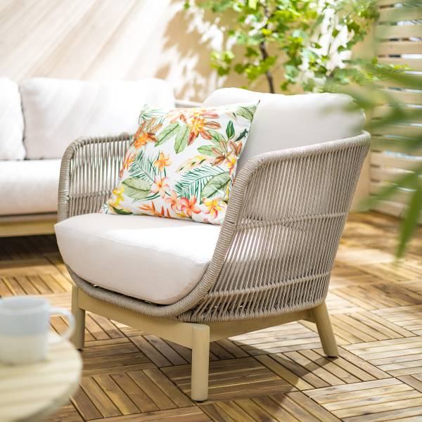 Loungeset Lysandra 4-teilig Akazie massiv / Polyester - Braun / Beige