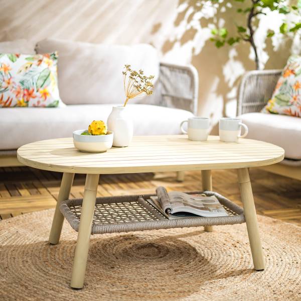 Loungeset Lysandra 4-teilig Akazie massiv / Polyester - Braun / Beige