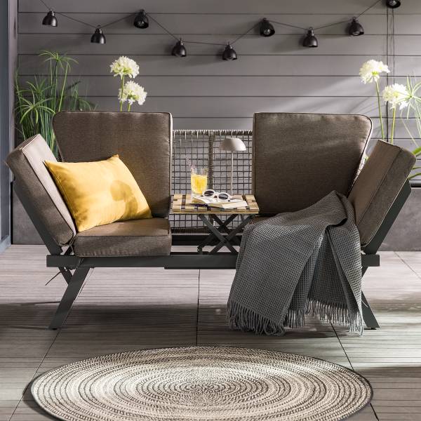 Loungesofa Solene Stahl / Webstoff - Anthrazit