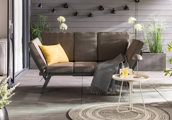 Loungesofa Solene Stahl / Webstoff - Anthrazit