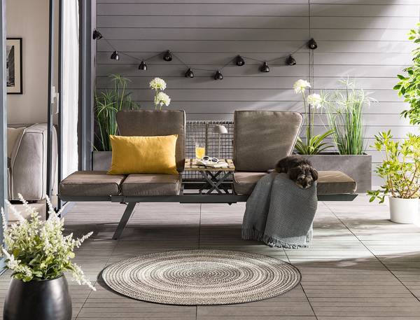 Loungesofa Solene Stahl / Webstoff - Anthrazit