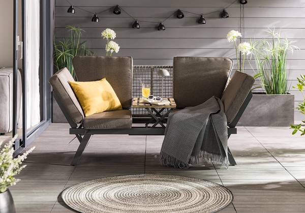 Loungesofa Solene Stahl / Webstoff - Anthrazit