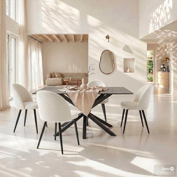 Polsterstuhl AKALURA 2er-Set Beige