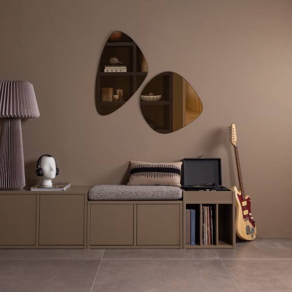 Panca con cuscini Mitthi Tessuto - Grigio melange / Beige scuro