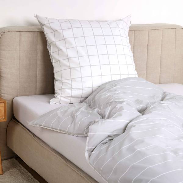 Renforcé-Bettwäsche Tom Tailor Typ C Baumwolle - Hellgrau / Weiß - 135 x 200 cm