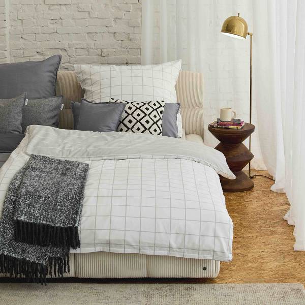 Renforcé-Bettwäsche Tom Tailor Typ C Baumwolle - Hellgrau / Weiß - 135 x 200 cm