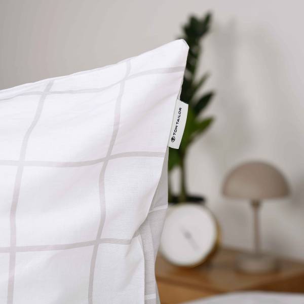 Renforcé-Bettwäsche Tom Tailor Typ C Baumwolle - Hellgrau / Weiß - 135 x 200 cm