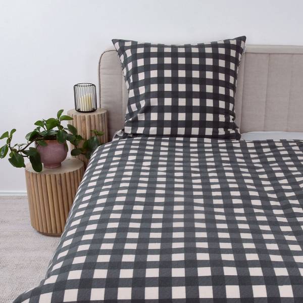 Flanell-Bettwäsche Tom Tailor Typ B Baumwolle - Lehm / Anthrazit - 155 x 220 cm