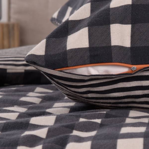Flanell-Bettwäsche Tom Tailor Typ B Baumwolle - Lehm / Anthrazit - 155 x 220 cm