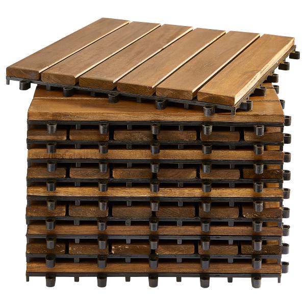 Set 10 piastrelle per terrazzo Temai A Massello di acacia - Acacia Marrone