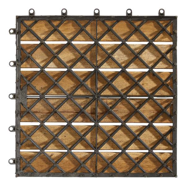 Set 10 piastrelle per terrazzo Temai A Massello di acacia - Acacia Marrone