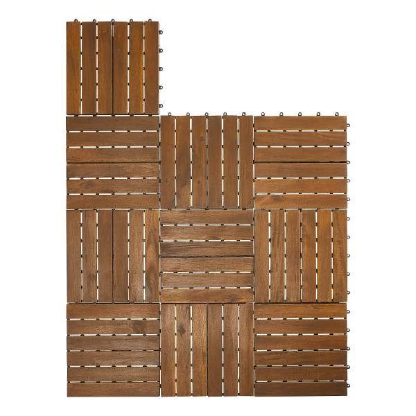 Set 10 piastrelle per terrazzo Temai A Massello di acacia - Acacia Marrone