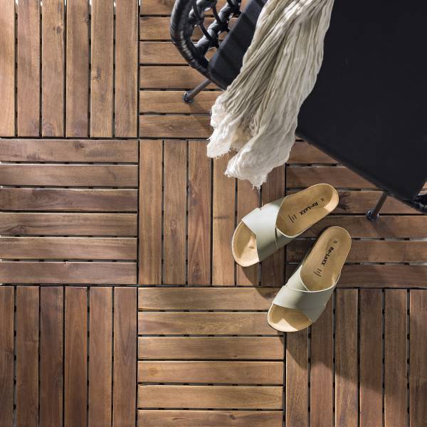 Set 10 piastrelle per terrazzo Temai A Massello di acacia - Acacia Marrone