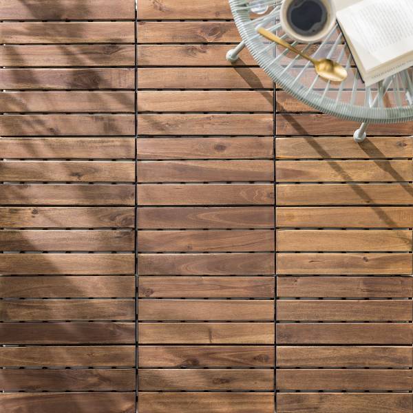 Set 10 piastrelle per terrazzo Temai A Massello di acacia - Acacia Marrone