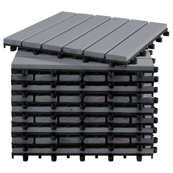 33er-Set Terrassenfliese Temai Typ A Akazie massiv - Grau