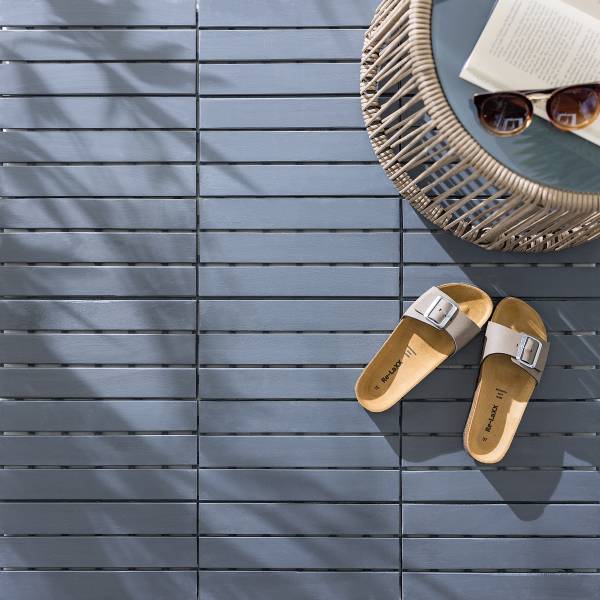 33er-Set Terrassenfliese Temai Typ A Akazie massiv - Grau