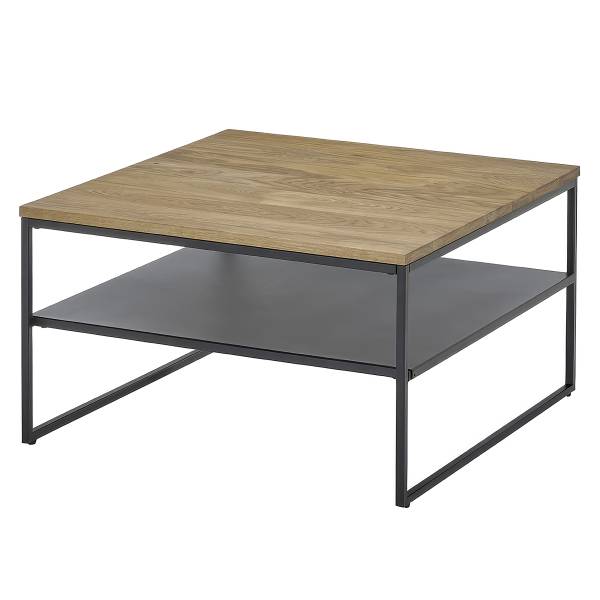 Couchtisch Lankin Eiche massiv / Metall - Eiche / Schwarz
