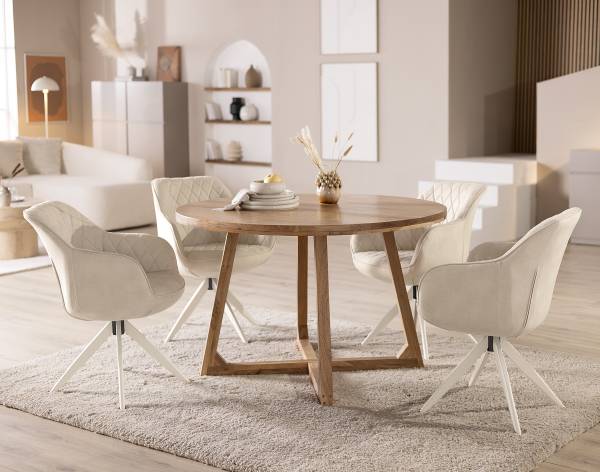 Drehbarer Armlehnenstuhl AIMAN 2er-Set Beige