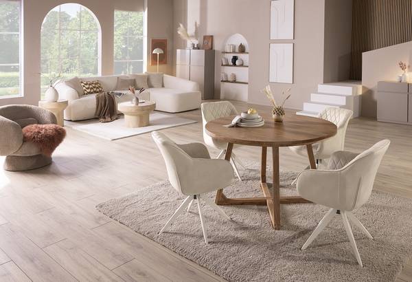 Drehbarer Armlehnenstuhl AIMAN 2er-Set Beige
