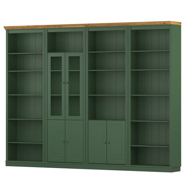 Massive Bücherwand LILLEHAMMER Typ G Kiefer massiv - Kiefer Waldgrün / Kiefer Honig