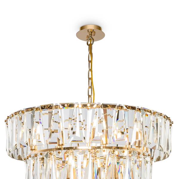 Pendelleuchte Puntes Typ A Kristallglas / Mischmetall - 18-flammig - Gold