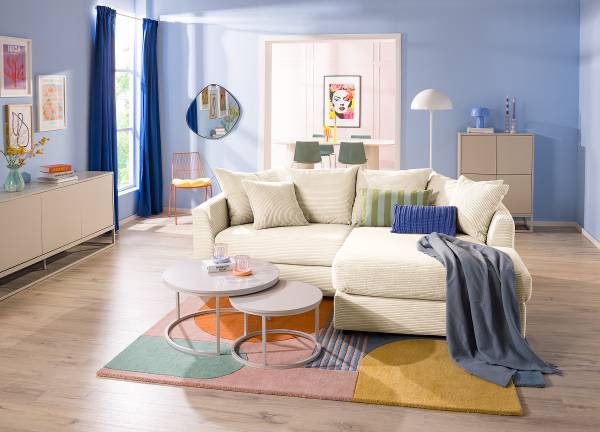 Ecksofa Dovi Cordstoff Calice: Creme
