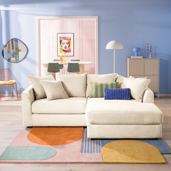 Ecksofa Dovi Cordstoff Calice: Creme