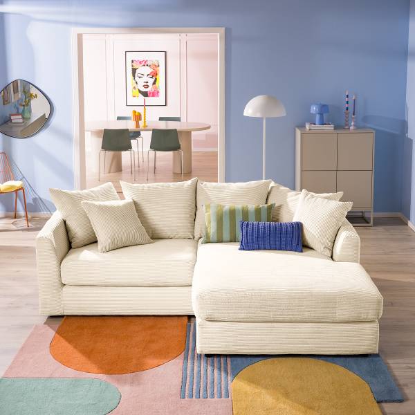 Ecksofa Dovi Cordstoff Calice: Creme