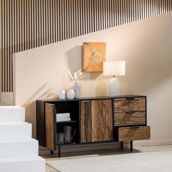 Madia in legno massello Cowes Mango / Mango nero