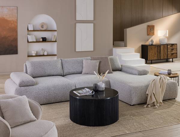 Couchtisch KAONKE Marmor / Mango massiv - Marmor Schwarz / Mango Schwarz