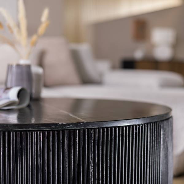 Couchtisch KAONKE Marmor / Mango massiv - Marmor Schwarz / Mango Schwarz