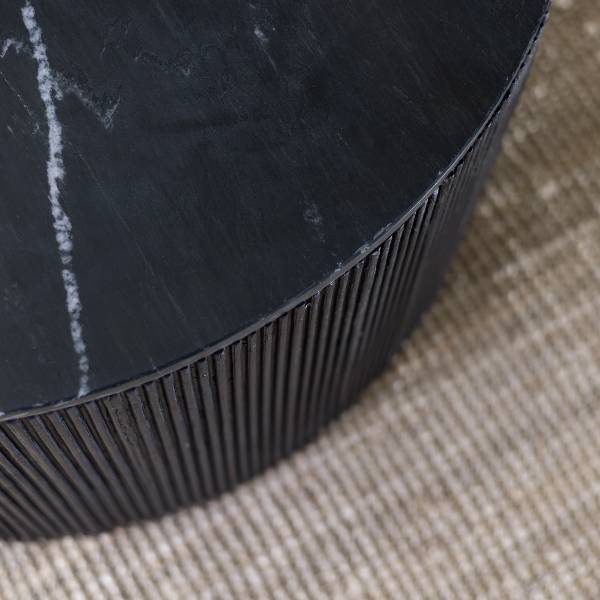 Couchtisch KAONKE Marmor / Mango massiv - Marmor Schwarz / Mango Schwarz