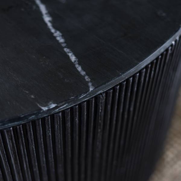 Couchtisch KAONKE Marmor / Mango massiv - Marmor Schwarz / Mango Schwarz