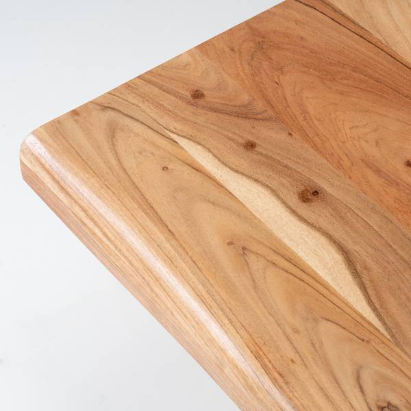 Tavolino da salotto Kheno Acacia massello / Metallo - Acciaio inox