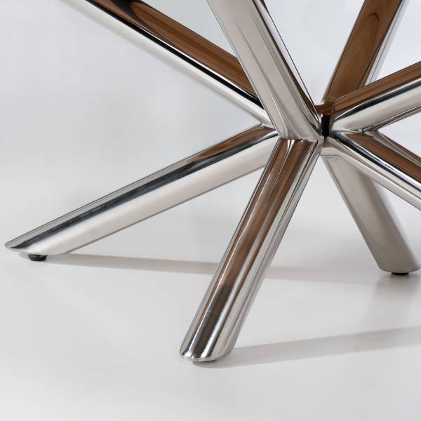 Tavolino da salotto Kheno Acacia massello / Metallo - Acciaio inox