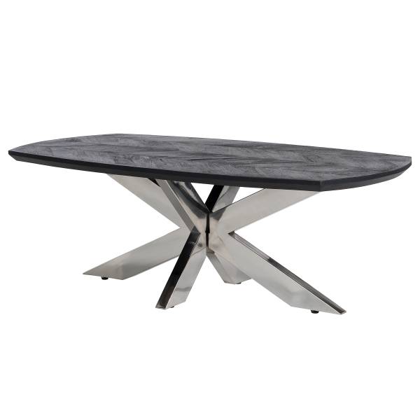 Tavolino da salotto MAHSA Mango massello / Metallo - Mango nero / acciaio inox