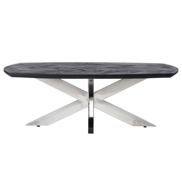 Tavolino da salotto MAHSA Mango massello / Metallo - Mango nero / acciaio inox