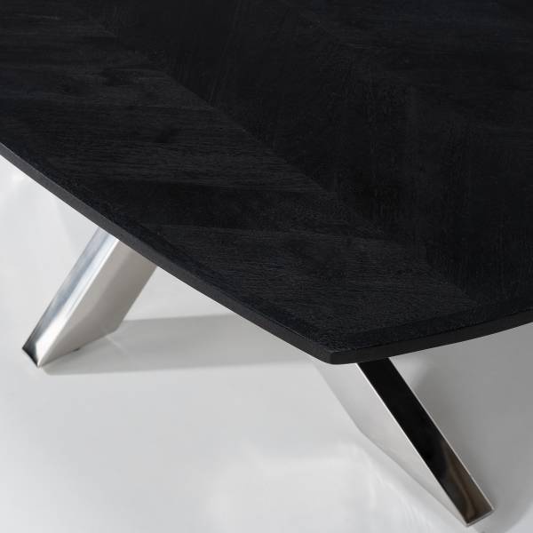Tavolino da salotto MAHSA Mango massello / Metallo - Mango nero / acciaio inox