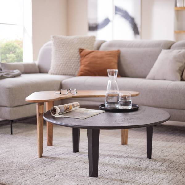 Massiver Couchtisch Ouyya 2-teilig Akazie / Akazie Schwarz