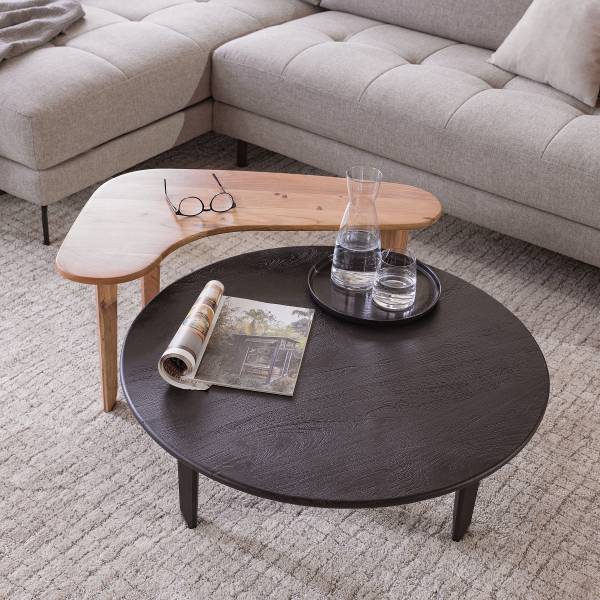 Massiver Couchtisch Ouyya 2-teilig Akazie / Akazie Schwarz