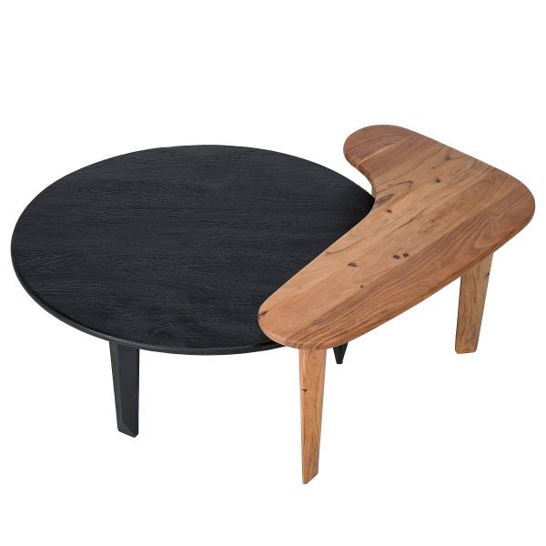 Massiver Couchtisch Ouyya 2-teilig Akazie / Akazie Schwarz