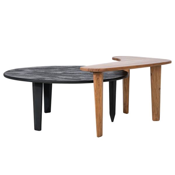 Massiver Couchtisch Ouyya 2-teilig Akazie / Akazie Schwarz