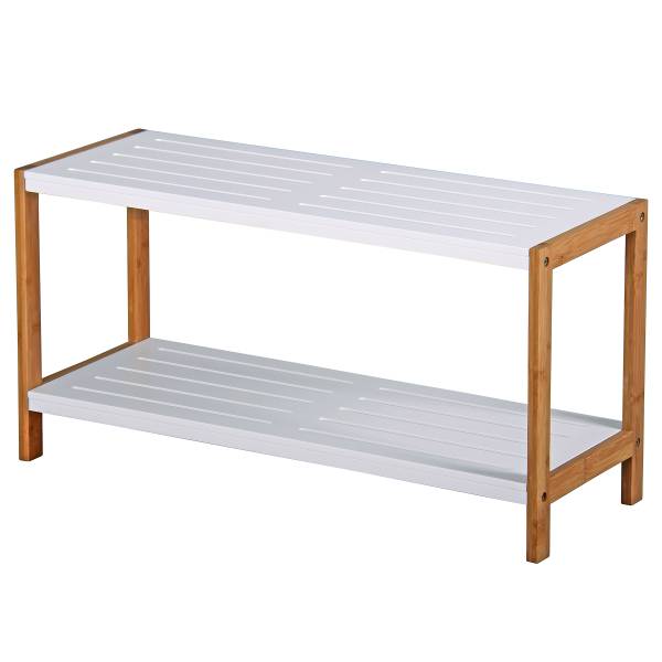 Schoenenrek Perzee wit/bamboehout - Hoogte: 36 cm