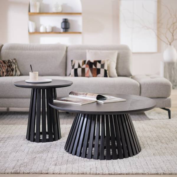 Tavolino da salotto GAKAT Legno di mango nero - Diametro: 84 cm