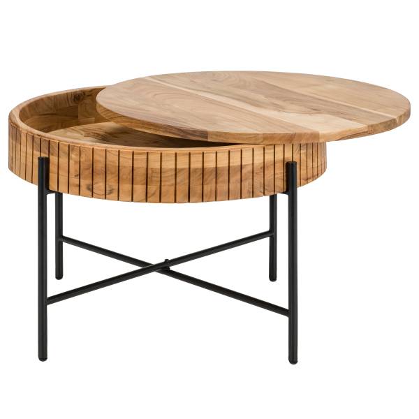 Table basse en bois massif SURIO Acacia / noir