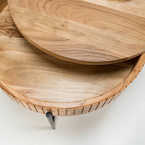 Table basse en bois massif SURIO Acacia / noir