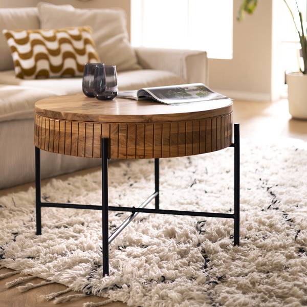 Table basse en bois massif SURIO Acacia / noir