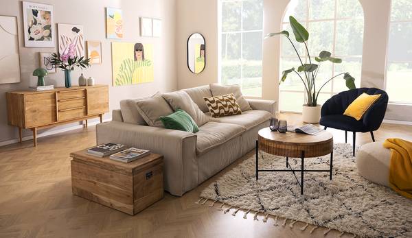 Table basse en bois massif SURIO Acacia / noir